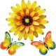 thumbnail image 1 of Decoración de pared de flores de metal y arte de pared de mariposas, 3 piezas de esculturas de arte de cerca de metal para exteriores para decoraciones de patio de jardín interior exterior (, 1 of 5