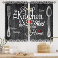 thumbnail image 4 of Black Farmhouse Rustic Kitchen Curtains Wooden Wood Small Short Cafe Window Curtains Vintage Fork Spoon RetroBathroom Living Room Bedroom Window Drapes Treatment 2 Panels (26x36 Inch), 4 of 6