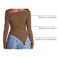 thumbnail image 4 of Camiseta PRETTYGARDEN Marrón Media Asimétrica con Hombros Descubiertos, 4 of 9