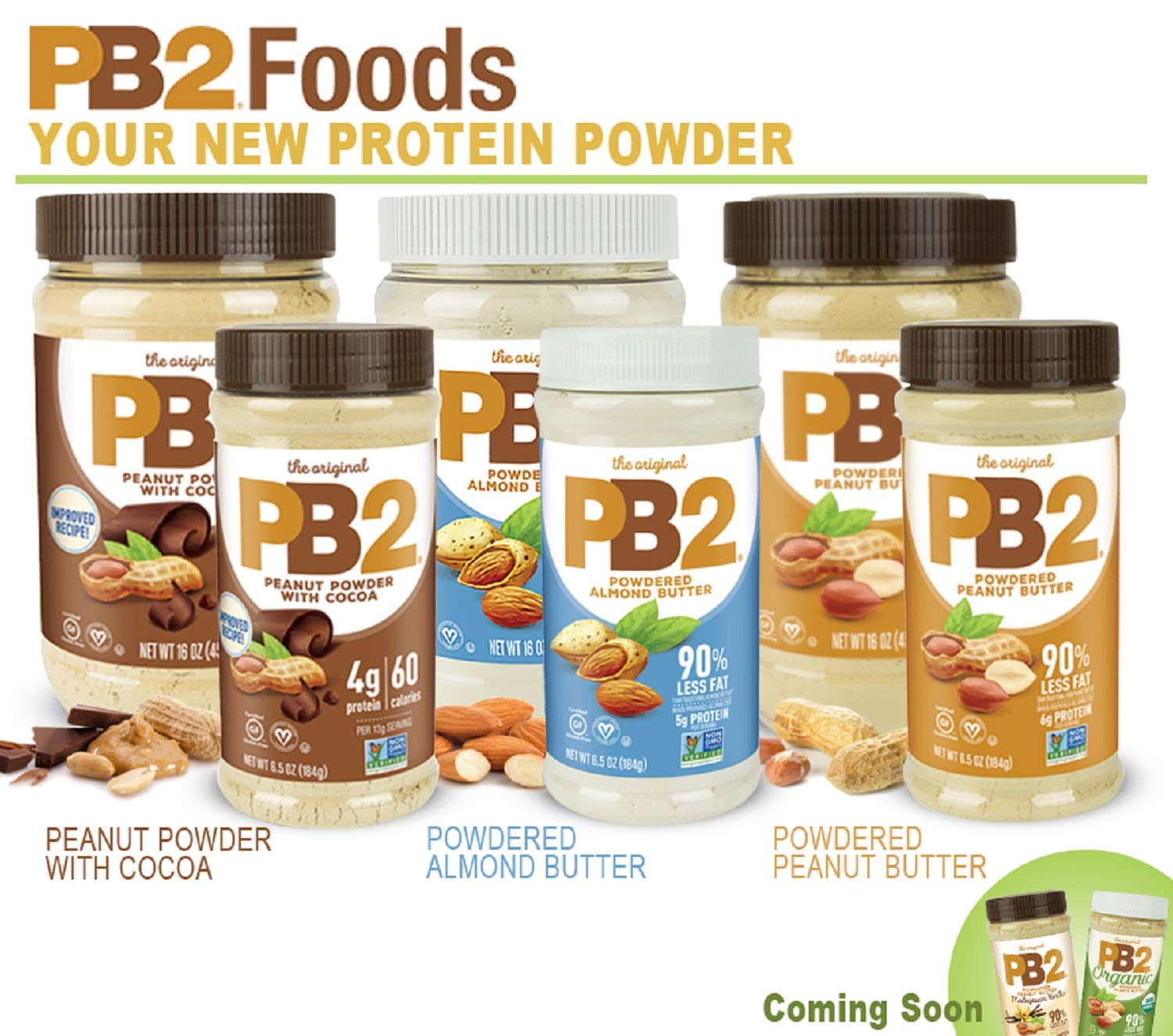 PB2 Powdered Peanut Butter with Cocoa Bundle, 16 oz (2 pack)