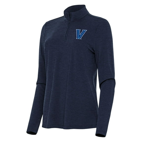 Women's Antigua Heather Navy Villanova Wildcats Bright Quarter-Zip Top