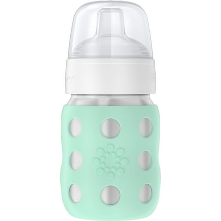 Lifefactory 8-Ounce Stainless-Steel Vacuum-Insulated Wide-Neck Baby Bottle with Sippy Nipple, Mint (LS2251WMI4)