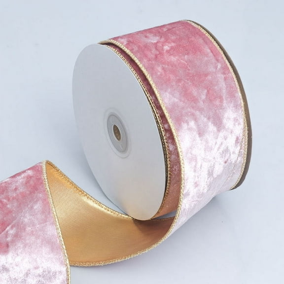 XmhyTop Christmas Velvet Ribbon 2.48 Inches Vintage Wide Wired Edge Wrapping Ribbon for Christmas Wedding Decorating, Gift Wrapping Bow (Pink,10 Yards)