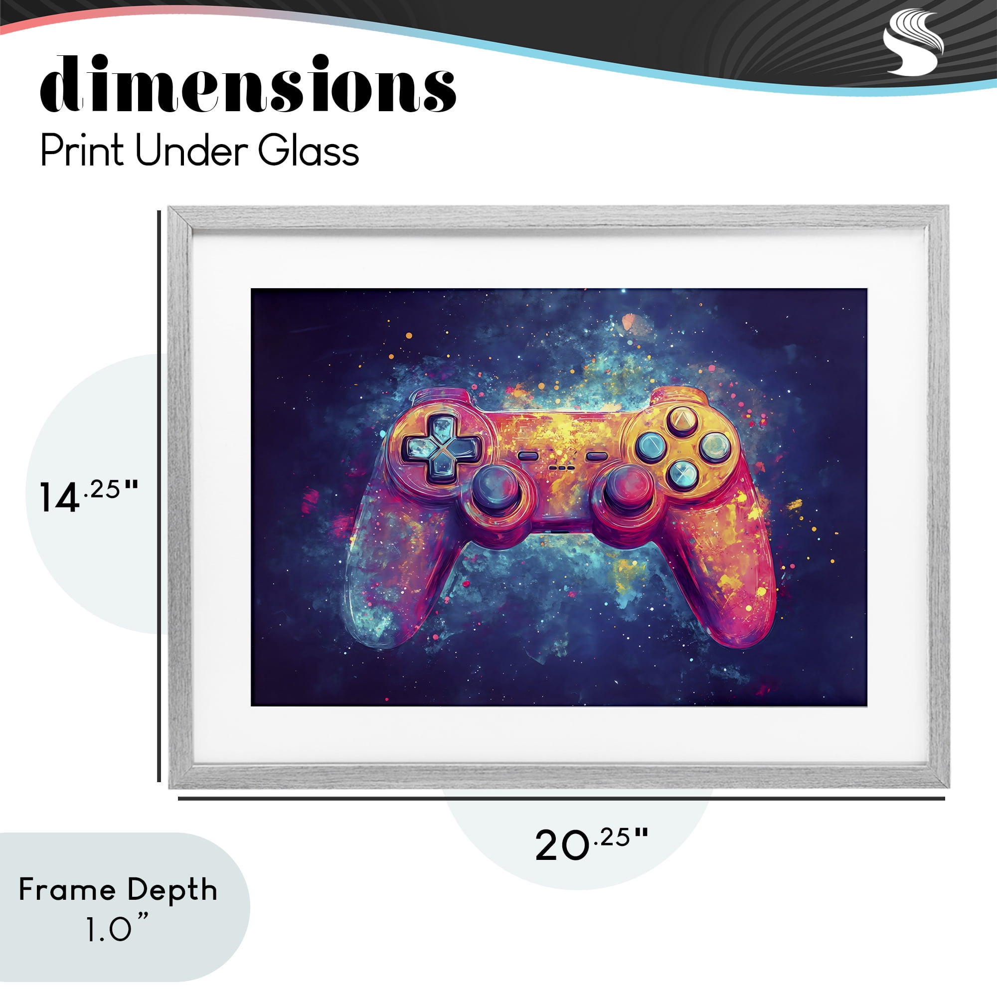 Stupell Industries Futuristic Cosmic Game Controller Gray Framed Print Under Glass, design by Creative Studio