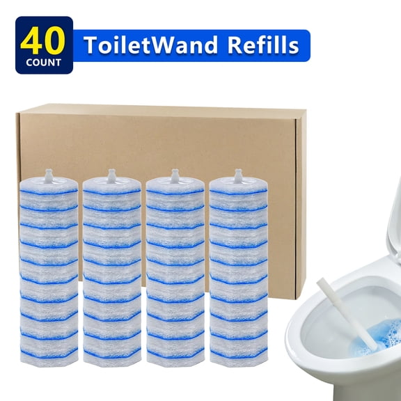 40-Count Disposable Toilet Wand Refills, 3-Layer Deep Cleaning Toilet Brush Replacement Heads, Compatible with Clorox Toilet Cleaning System