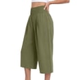 thumbnail image 6 of ATOYSOY Womens Smocked Waist Culottes Elastic High Waist Cropped Wide Leg Pants Casual Summer Capris For Beach And Vacation, 6 of 7