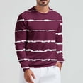thumbnail image 2 of Penkiiy Mens Stripe Print Waffle Hoodless Sweatshirt Casual Long Sleeve Drawstring Waffle Knit Pullover Hoodless Sweatshirts Blouse S Wine, 2 of 4