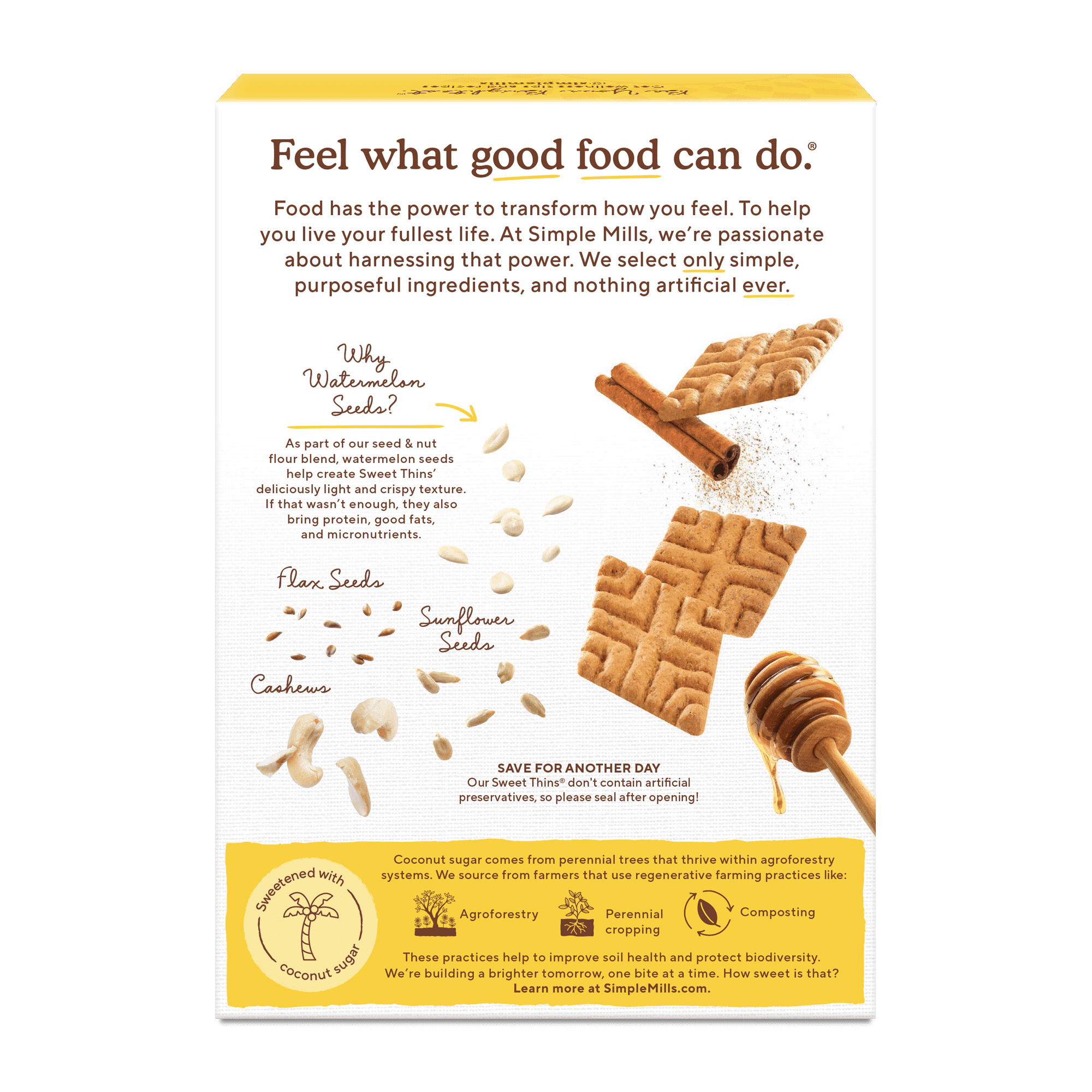Simple Mills Seed and Nut Flour Sweet Thins, Honey Cinnamon, Gluten-Free, 4.25 oz