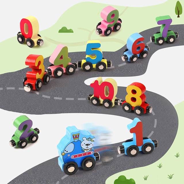 Juguete de bloques de construcción de tren, juego de bloques de construcción de tren de madera con alfabeto y números ABC, juguete educativo para la primera infancia, elegante y moderno