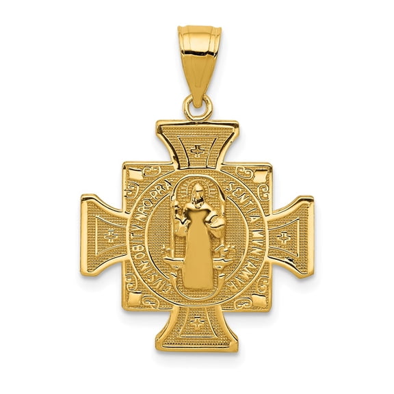14k Polished Solid San Benito 2-Sided Cross Pendant