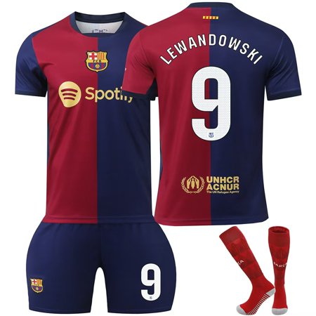 ?Uhome?24-25 Kids & Adults Soccer Jersey Barcelona Home No.6 GAVI No.8 PEDRI No.9 No.19 LAMINE YAMAL for Men/Children Soccer Uniform Football Training Clothing with Sock