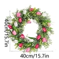thumbnail image 3 of Tulip Wreath for Front Door, Ngxiha Spring Summer Wreath with Green Leaves Artificial Tulip Flower Wreaths Spring Decor Artificial Door Wreath for All Seasons Window Wall Wedding Valentines Day Decor, 3 of 5
