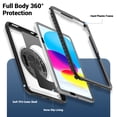 thumbnail image 3 of for Kids Rugged Heavy Duty Case for iPad 10th Gen 10.9 Inch 2022, Shockproof 360 Degree Rotatable Kickstand with Handstrap Protective Hybrid Cover Case for iPad 10th Generation, Clear, 3 of 10