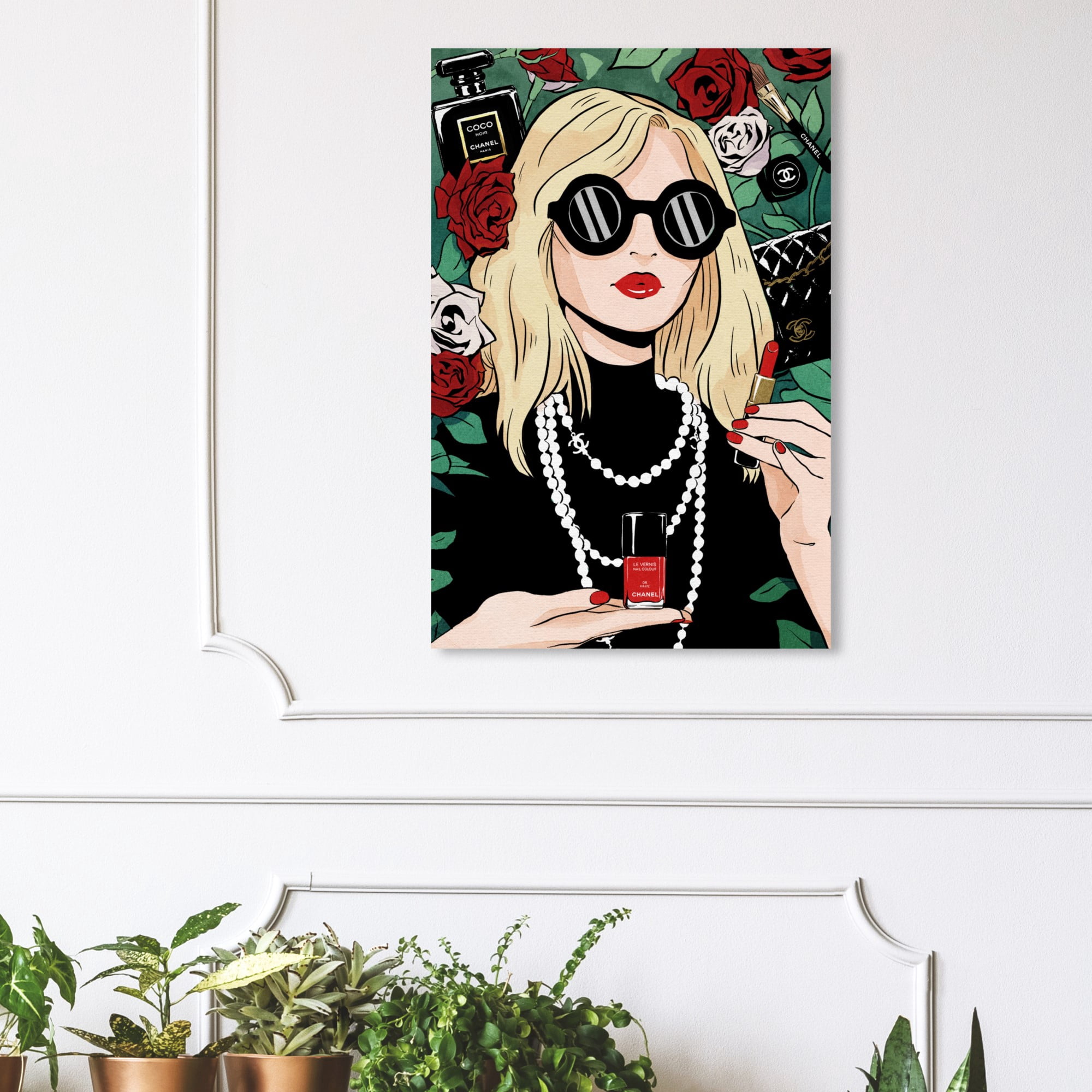 Wynwood Studio 'Portrait of a French Girl' Fashion and Glam Wall Art Canvas Print - Black, Red, 16" x 24"