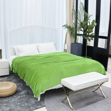 Soft Warm Fleece Blanket Throw Rug Plain Plush Flannel Solid Sofa Bed Blankets Lime Green Full Size Canada Soft Warm Fleece Blanket Throw Rug, Lime Green Throws For Sofas