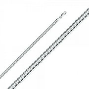 14K White Gold 4.8mm Cuban Concave Chain : 20"