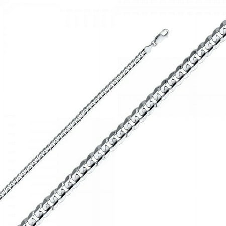 14K White Gold 4.8mm Cuban Concave Chain : 20"