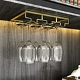 thumbnail image 4 of 2 Pack Wine Glass Rack Iron 3 Rows Wine Glass Storage Hanger Under Cabinet Goblet Storage Holder Wall Mounted Hanging Shelf Wine Cup Display Stand for Bar Kitchen Restaurant Light Gold Beige, 4 of 6