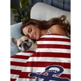 thumbnail image 3 of Anchor Red Queen Size Flat Sheet, Wrinkleproof & Fadeproof Cooling Flat Bed Sheet Only, Modern Navy Blue White Striped Nautical Breathable Soft Bedding Top Sheets 90 x 102 Inches, 3 of 8
