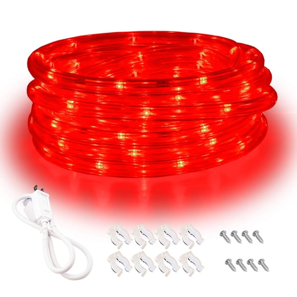 Luces LED Areful, rojas, tipo cuerda de 16 pies, impermeables para interiores y exteriores