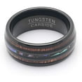thumbnail image 2 of Tungsten Wedding Band Ring 8mm Men Women Koa Wood Abalone Ginger Lyne Collection, 2 of 5