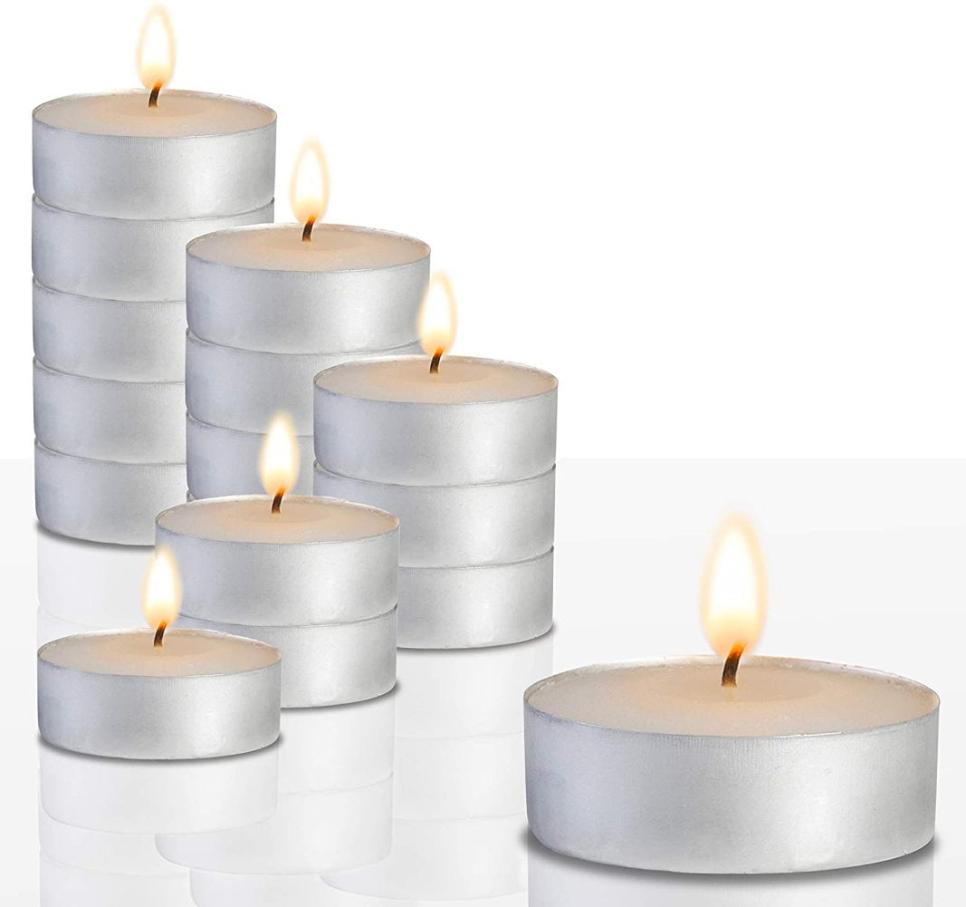 Decoration Romantic Weddings Christmas Valentines Tea Light Pack of 100 4 Hour Burn Time Wax Candles Unscented MUQU® Pack of 100 Tealight Candles White