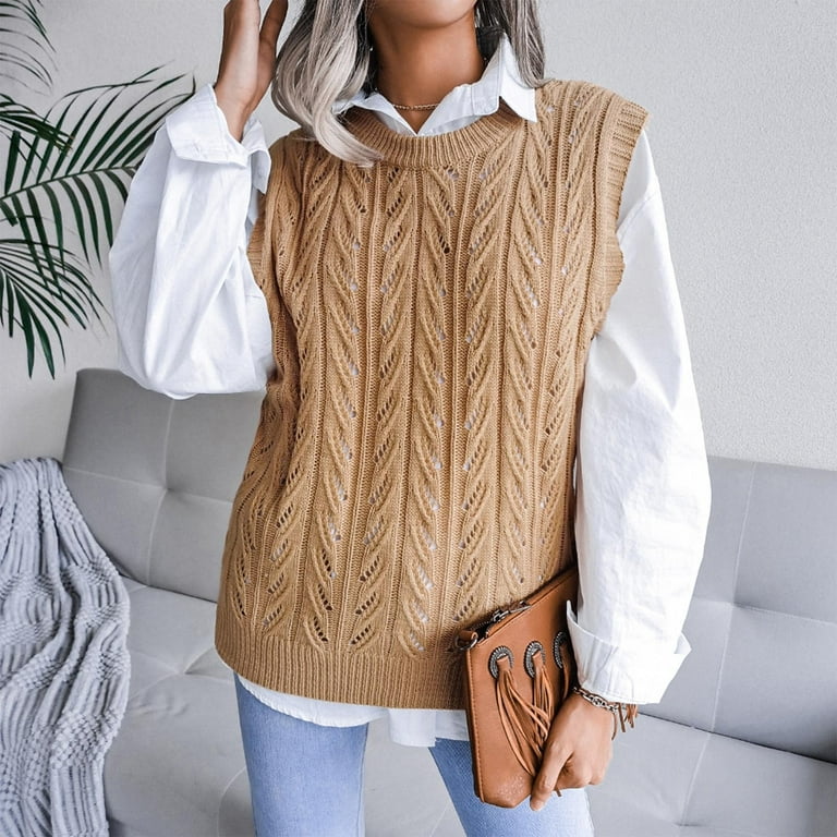 Womens Sweat Shirts, Fashion Women Casual O-Neck Hollow Knitted Vest  Sweater Vest jersey mujer invierno 