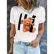 thumbnail image 1 of Camiseta para mamá para mujer ropa de calle clásica veranoWomen'S Casual Crew Neck Short Sleeve T-Shirt, Polyester Knit Fabric with Medium Stretch, Animal Pattern, Comfortable for All Seasons, with, 1 of 6