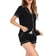 thumbnail image 2 of Lucakuins - Conjunto de pijama para mujer, camisa de manga corta con cierre de botones y pantalones cortos, ropa de dormir diaria, ropa de salón Lucakuins  moda, 2 of 7