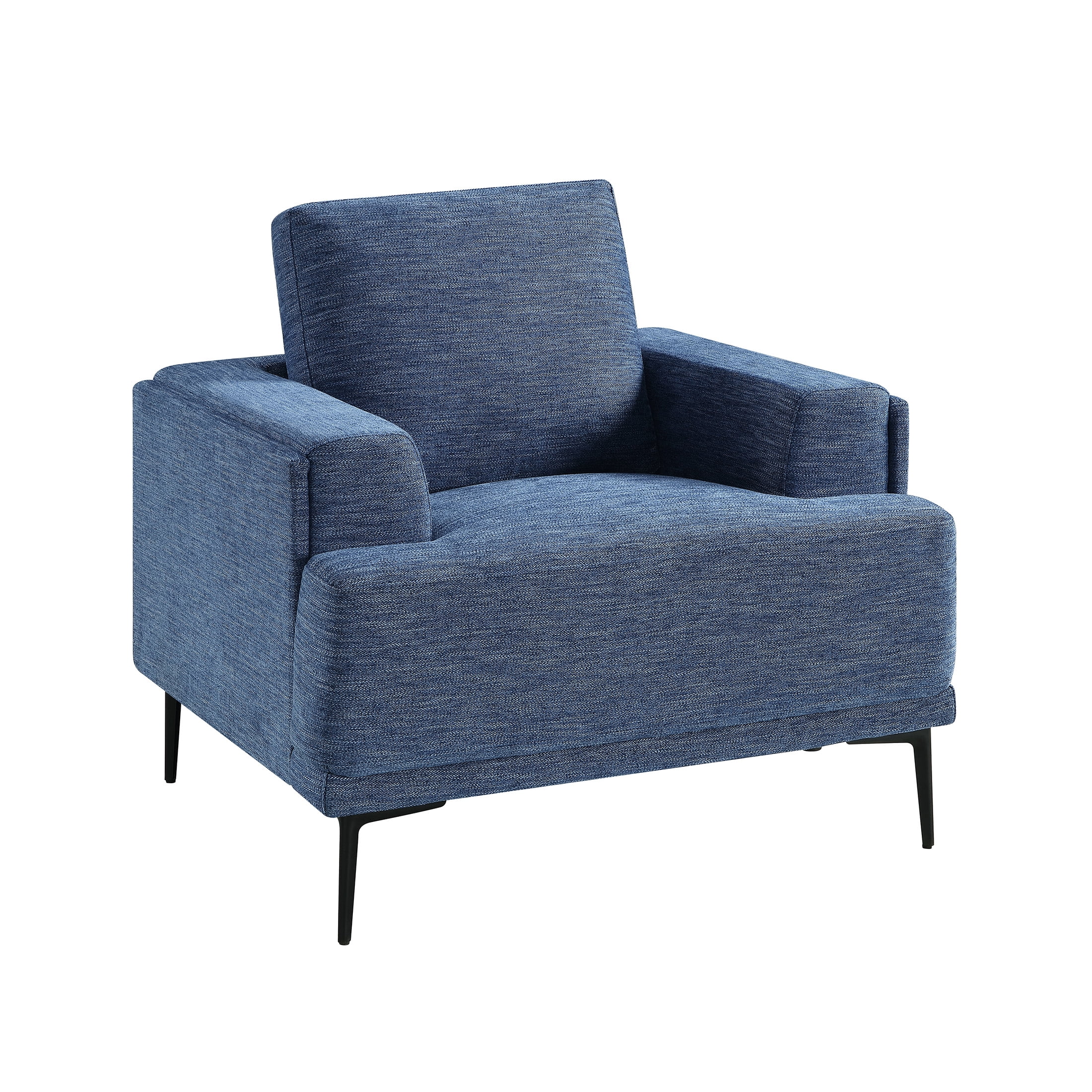 OakvillePark Bravelle Chenille Chair with Black Metal Legs, Blue