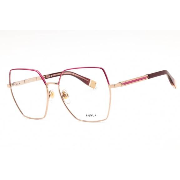 Furla VFU674 0SHP 55mm Square Eyeglasses for Women's Shiny Red Gold