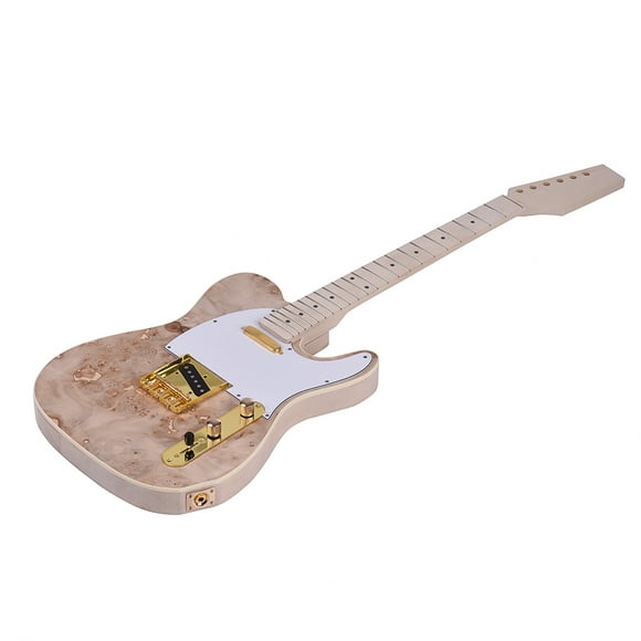 Muslady TL Tele Style Unfinished Electric Guitar DIY Kit Basswood Body Burl Surface Maple Wood Neck & Fingerboard