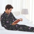 thumbnail image 6 of Fuzoiu Watercolor Wildflower 1 Print Men's Long-Sleeved Pajama,Lounge Button Down Nightwear,Mens Notch Collar Pajama Set -Large, 6 of 7