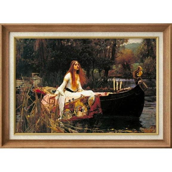 IDEA4WALL Premium Frame Wall Art The Lady of Shalott by John William Waterhouse - World Famous Painting Classic Vintage Fine Art Wall Decor for Living Room, Office - 26"x36" Natural