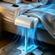 Bed Cooling Fan Under Sheets,Under Sheet Bed Air Circulator,Air Cooler,with 5 Speeds & Remote Control,Adjustable Height,6000mah+ Rechargeable,Quiet and Energy Saving