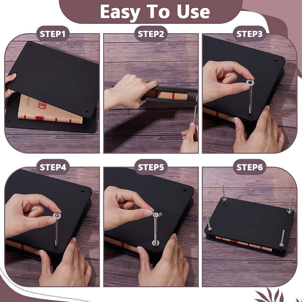 Wood Book Press Board Bookbinding Tool with Screw Black Finished Product: 295x193x122mm DIY