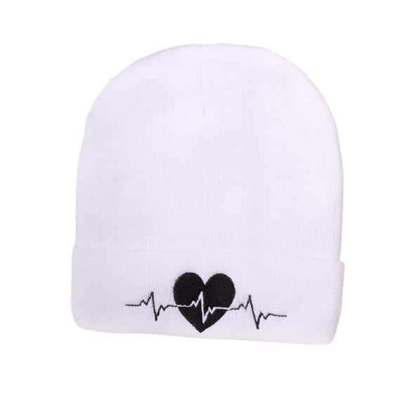 Ugoldhm Heart Print Cute Beanie for Women Men, Unisex Knit Cuffed Warm Winter Outdoor Snow Ski Hats