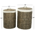 thumbnail image 3 of CosmoLiving by Cosmopolitan 24", 25"H Dark Brown Seagrass Handmade Storage Basket with Liner and Matching Tops, 2-Pieces, 3 of 8