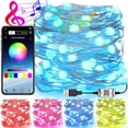 thumbnail image 2 of Rosnek 5M/10M/20M USB Christmas Tree Led String Lights with Smart Bluetooth App Remote Control Christmas Home Decor Fairy Lights Garland, 2 of 10