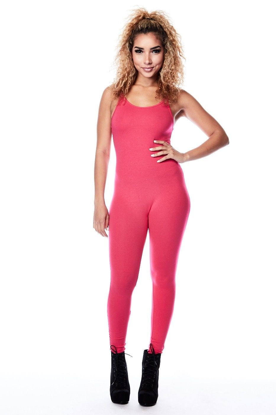 pink tight jumpsuit