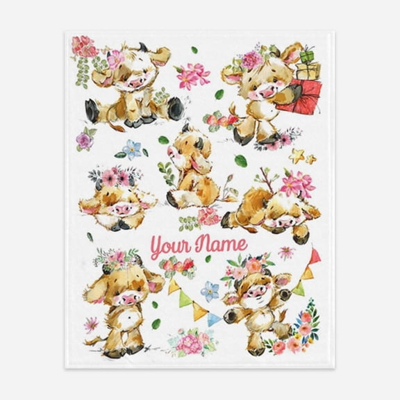 Farm Animal Blanket For Baby Girl, Cow Blanket, 30x40in Fleece Blanket