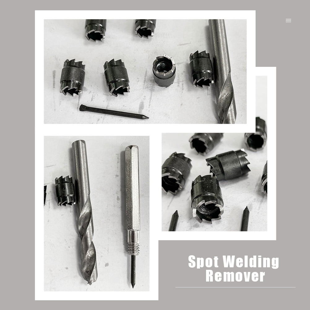 9-Piece Spot Weld Drill Bit Set – High Speed Steel, 3/8" Sawtooth Cutter, 8mm Rod, For Removing Spot Welds Without Damaging Panels