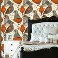 thumbnail image 2 of Boho Peel and Stick Wallpaper 23.6in x 9.8ft Art Nouveau Birds Flowers Seamless Orange Black Contact Paper Vinyl Self-Adhesive Removable Wall Paper for Bedroom Nursery Decor Renter Friendly, 2 of 8