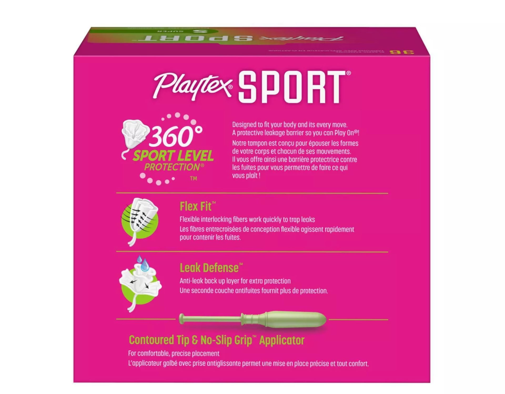 Playtex Sport Tampons Super Absorbency with Plastic Applicator Fragrance Free 36 Count (Pack of 5)
