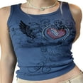 thumbnail image 1 of Womens Sleeveless Crop Top Summer Printed  Neck Tank Tops Holiday Base Shirt, 1 of 6