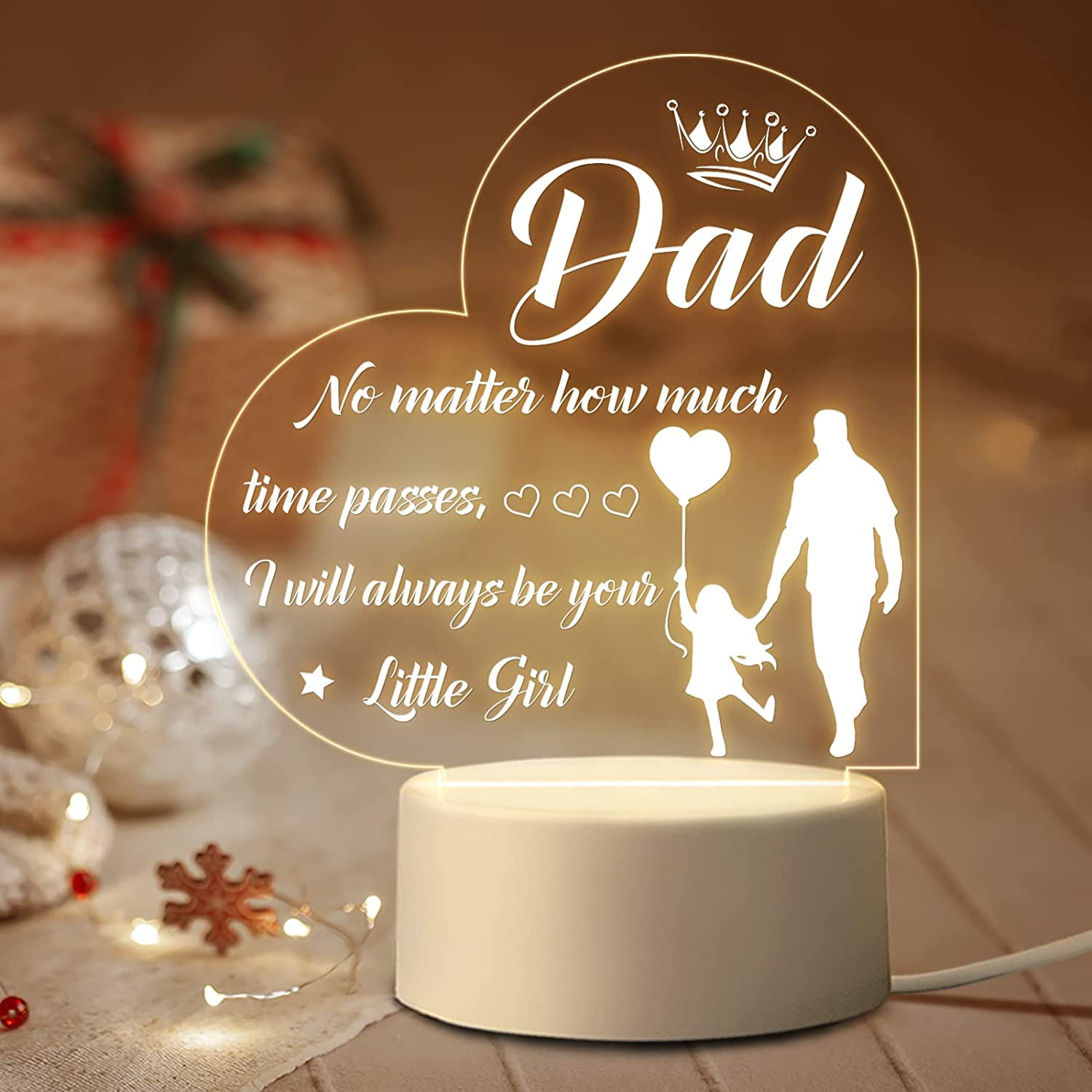 Personalized Acrylic Sleep Night Light - Dad Gifts from Daughter 