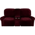 thumbnail image 2 of Housse de Causeuse Inclinable 2024 avec Console Centrale, Housse Extensible en Velours pour Fauteuil Inclinable 2 Places avec Porte-Gobelet, 2 of 10
