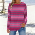 thumbnail image 2 of Enjoytime Hauts de Mode pour Femmes Chemises à Manches Longues Rayées Col Rond Mignon Blouses de Travail Basiques, 2 of 5