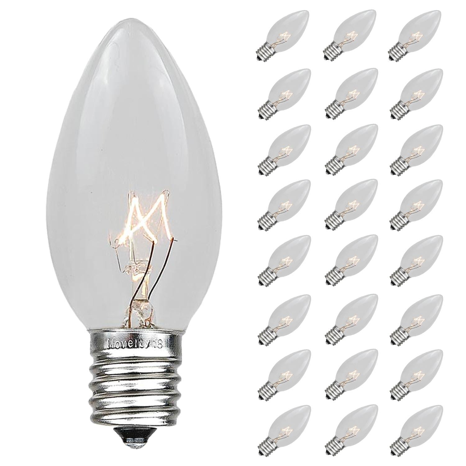 Festive Living Clear C9 Incandescent Traditional Vintage Christmas Replacement Bulbs 25 Pack