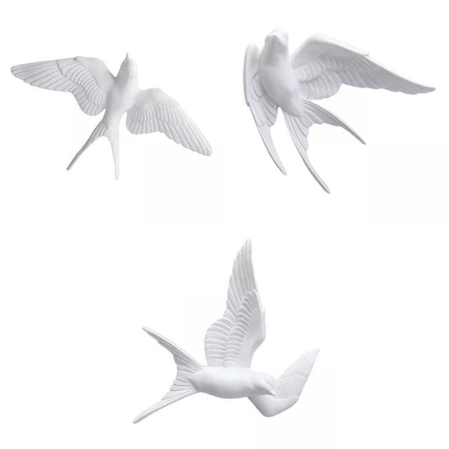 3 Golondrinas de Resina Nórdica, Pájaros, Decoración de Pared, Jardín, Sa de Estar, Adorno Sunnimix arte colgante de pared